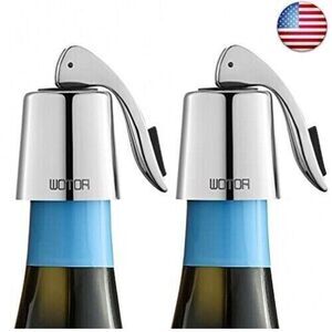 WOTOR Wine Stoppers Stainless Steel Wine Bottle stopper Plug Silicone 2-pack